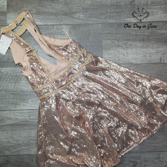 Free People Open Back High Neck Sequin Mini Dress Size 2 - Picture 7 of 7